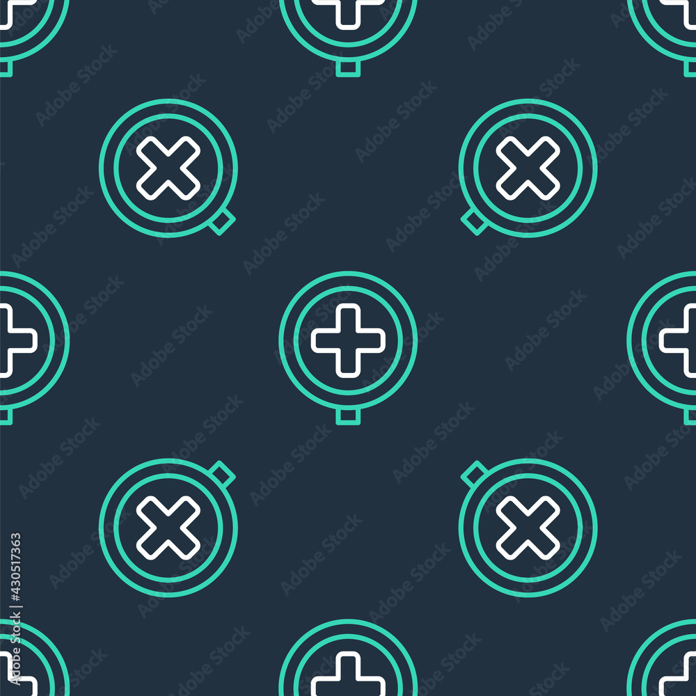 Line Hospital road traffic icon isolated seamless pattern on black background. Traffic rules and safe driving. Vector