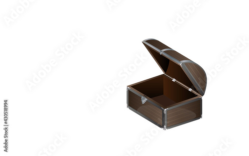 vector illustration of vintage wooden chest with an open cover. isolated on white background. Wooden chest, a large treasure chest for storing treasures or items.