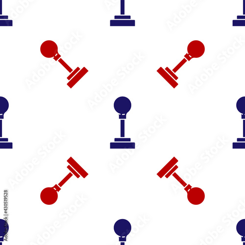 Blue and red Gear shifter icon isolated seamless pattern on white background. Manual transmission icon. Vector