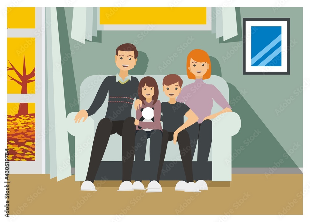 Happy family. Simple flat illustration. Happy family. Simple flat illustration.