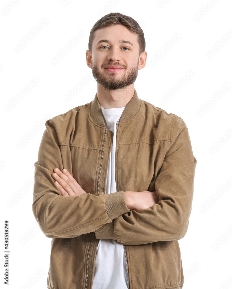 Portrait of handsome man on white background