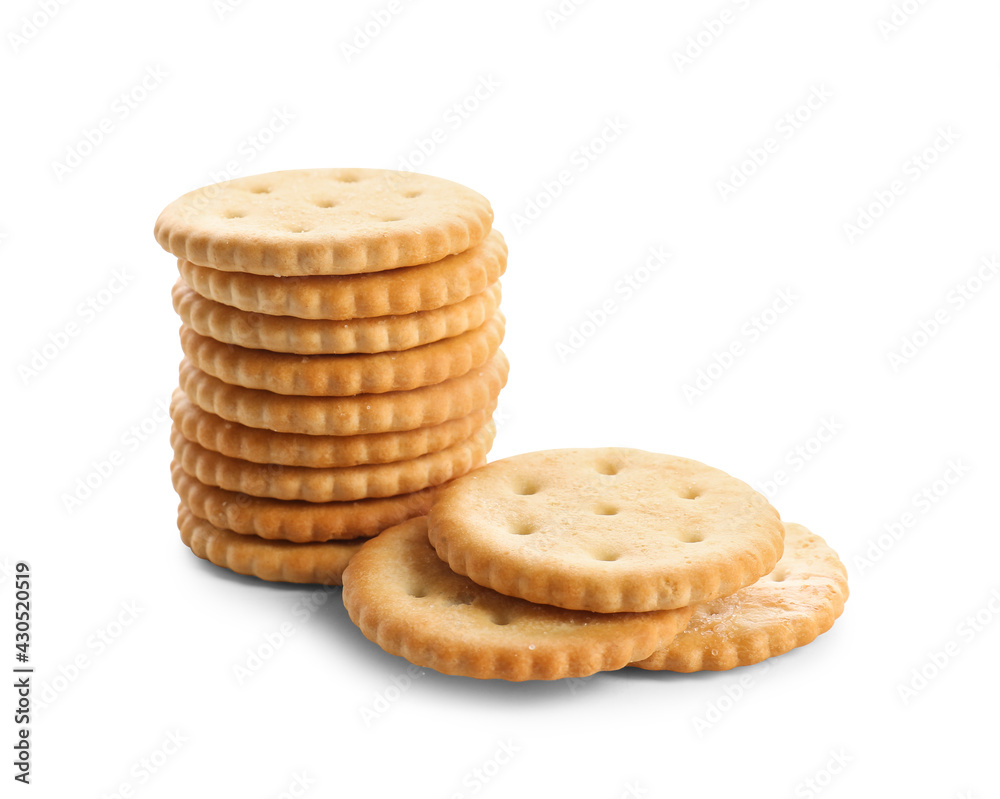 Tasty crackers on white background Tasty crackers on white background