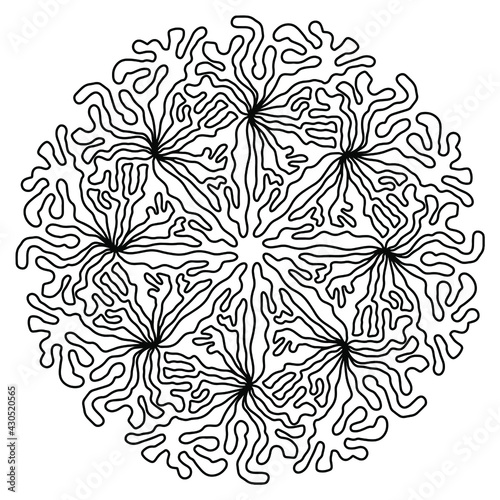 Easy mandala like flower or star, basic and simple mandalas Coloring Book for adults, seniors, and beginner. Digital drawing. Floral. Flower. Oriental. Book Page. Vector. 