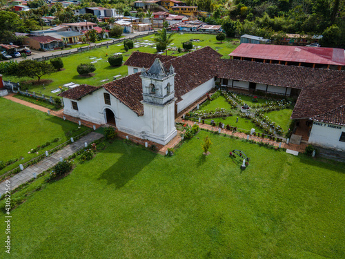 Beautiful aerial view of the historic Orosi Church in Cartago Costa Rica