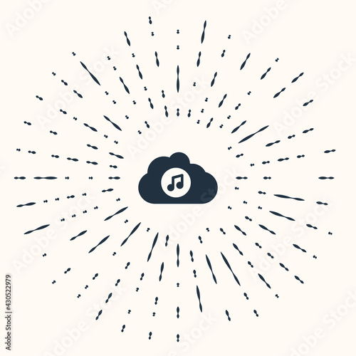 Grey Music streaming service icon isolated on beige background. Sound cloud computing, online media streaming, song, audio wave. Abstract circle random dots. Vector