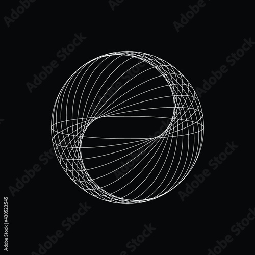 Lines in Circle Form . Spiral Vector Illustration .Technology round. Linear Logo . Design element . Abstract Geometric shape .