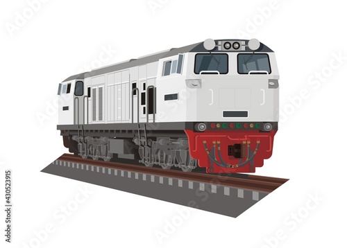 Electric diesel locomotive. Simple illustration in perspective view.