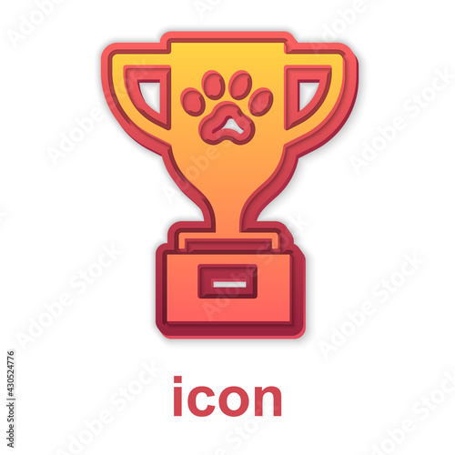 Gold Pet award symbol icon isolated on white background. Medal with dog footprint as pets exhibition winner concept. Vector