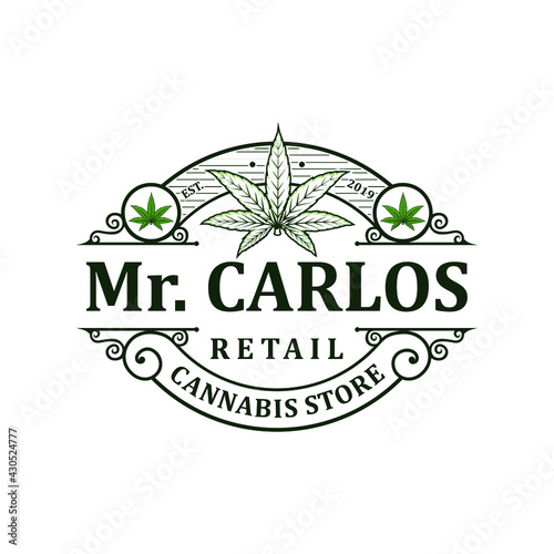 Mr. Carlos Cannabis retail store logo vector