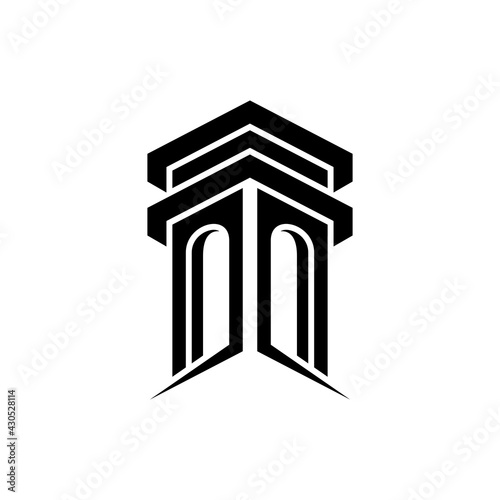Pillar flat logo template ready for use, suitable for law symbol, justice icon, building construction, old architecture, university and others