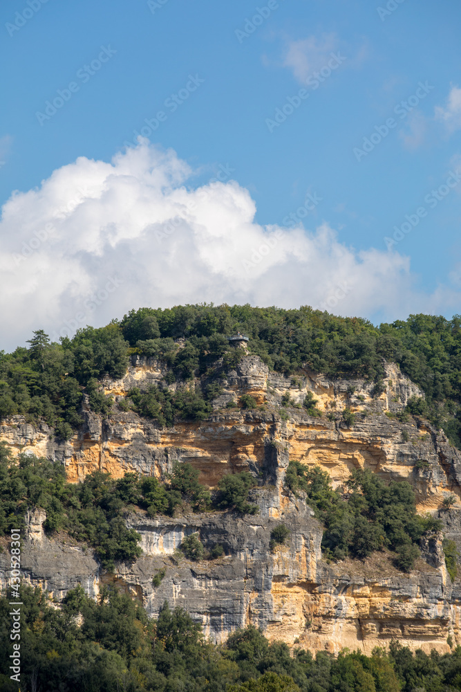 Cliffs on the banks of the river Dordogne in France