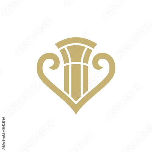 Love pillar flat logo template ready for use, suitable for law symbol, justice icon, building construction, old architecture, university and others