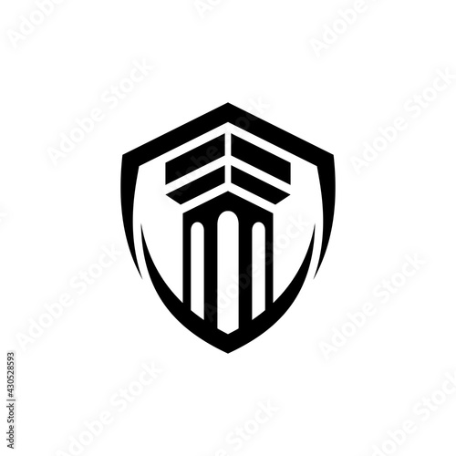 Shield pillar flat logo template ready for use, suitable for law symbol, justice icon, building construction, old architecture, university and others