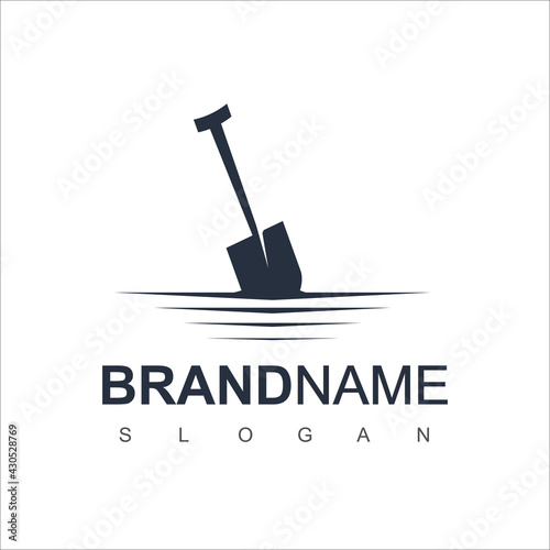 Shovel Logo Design Vector For Farm And Mining Symbol