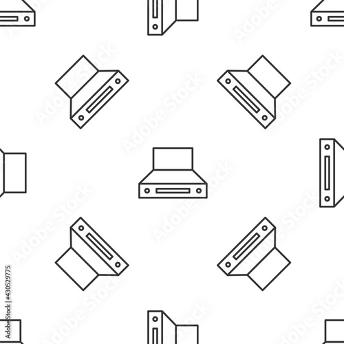 Grey line Kitchen extractor fan icon isolated seamless pattern on white background. Cooker hood. Kitchen exhaust. Household appliance. Vector