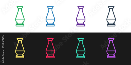 Set line Indian vase icon isolated on black and white background. Vector
