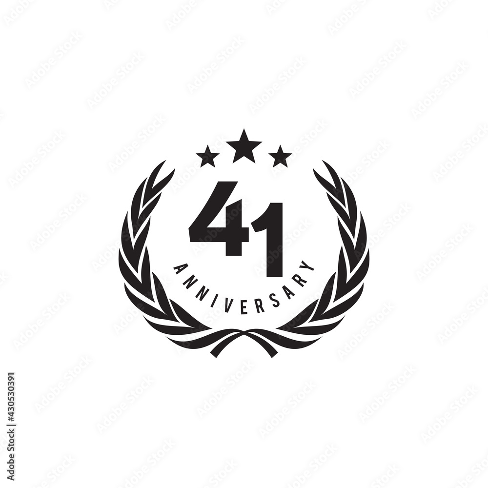 41st year anniversary logo design template