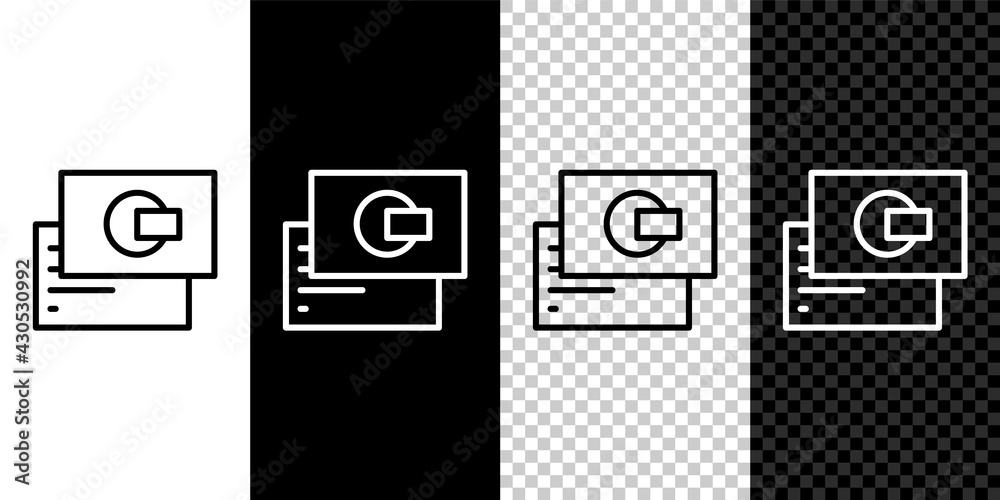 Set line Visiting card, business card icon isolated on black and white background. Corporate identity template. Vector Set line Visiting card, business card icon isolated on black and white background. Corporate identity template. Vector