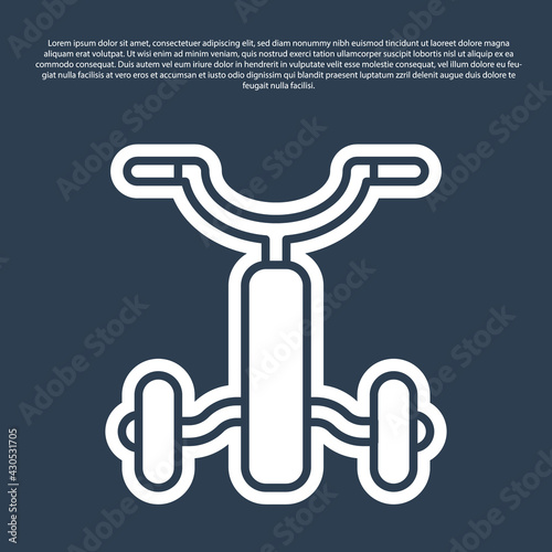 Blue line Bicycle for kids icon isolated on blue background. Vector