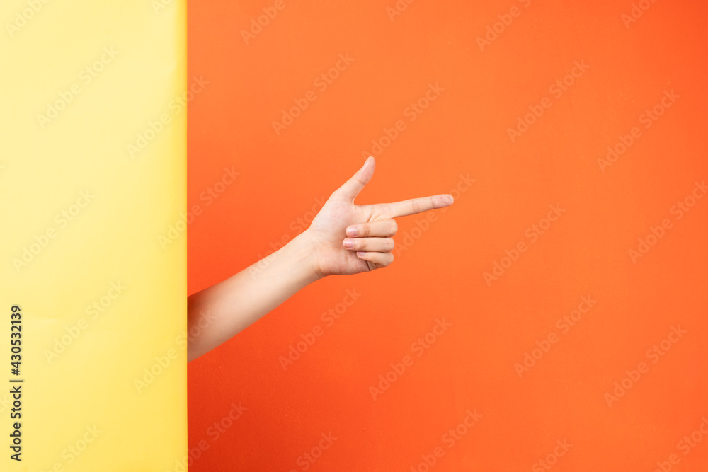 Image of woman's arm pointing to the side Image of woman's arm pointing to the side