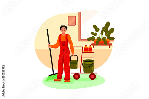 House Cleaning Illustration concept. Flat illustration isolated on white background.