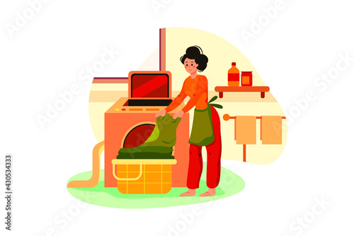 House Cleaning Illustration concept. Flat illustration isolated on white background.