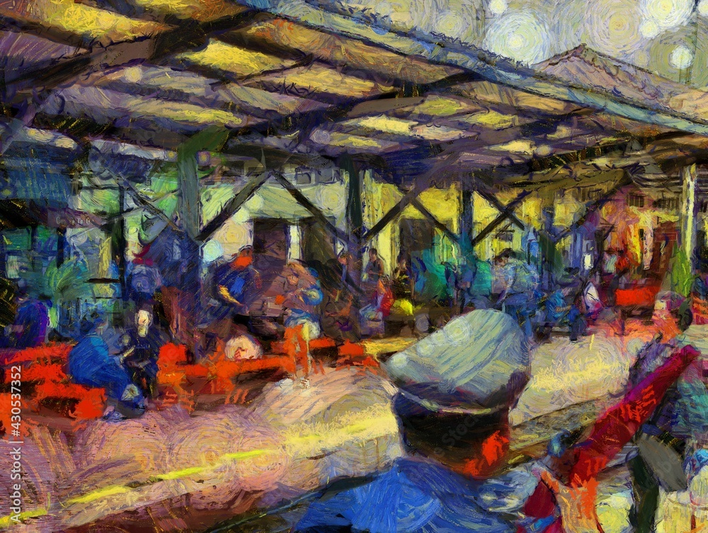 Railway Station Illustrations creates an impressionist style of painting.