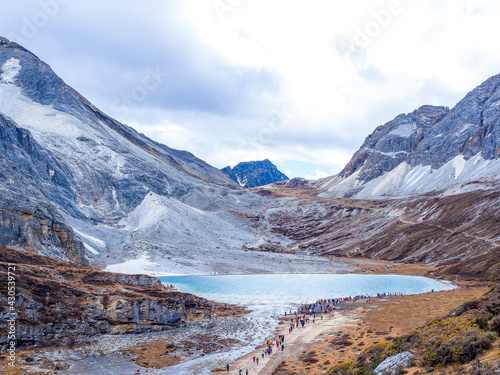 beautiful landscapes of Milk Lake in Yading Nature Reserve,The Yading Nature Reserve in the Kham region of Sichuan is one of the most beautiful places on the Tibetan Plateau