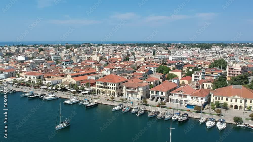 Aerial view over the seaside Preveza city port in Epirus, Greece Aerial view over the seaside Preveza city port in Epirus, Greece