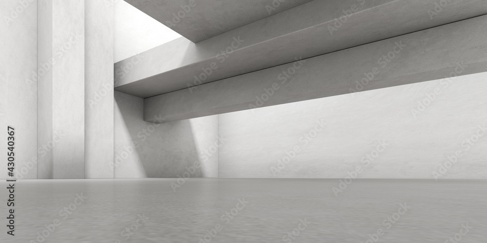 Obraz premium 3d render of empty concrete room with shadow on the wall..