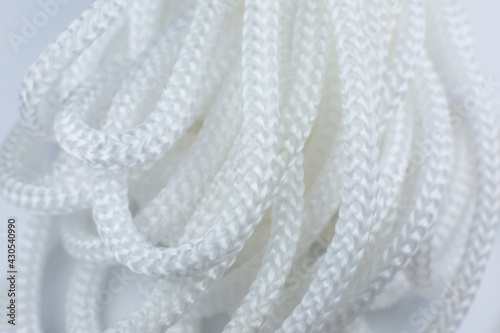 White cotton rope texture background..Thread Macro photo  close up.