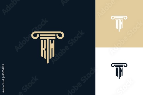 KM monogram initials design logo. Lawyer logo design ideas