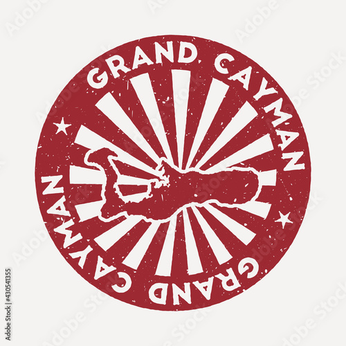 Grand Cayman stamp. Travel red rubber stamp with the map of the island, vector illustration. Can be used as insignia, logotype, label, sticker or badge of the Grand Cayman.