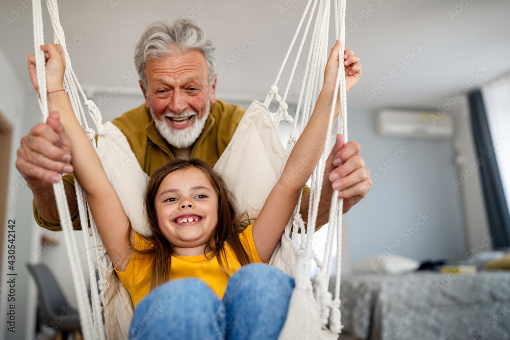 Happy grandparent playing, having fun with grandchildren Happy grandparent playing, having fun with grandchildren