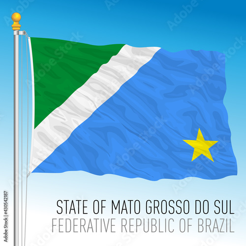 State of South Mato Grosso, official regional flag, Brazil, vector illustration photo