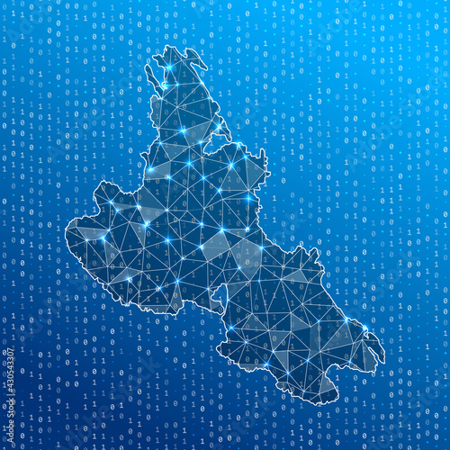 Network map of Krk island digital connections map. Technology, internet, network, telecommunication concept. Vector illustration.