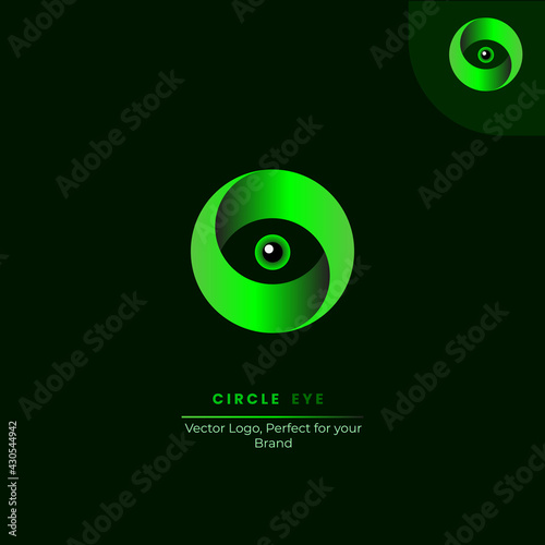 circle eye logo, modern circle color logo, depicts a circle shape with the eye in the center, perfect for technology brand or etc.