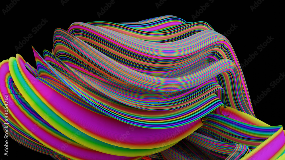 3D rendering, Abstract twisted geometry shape