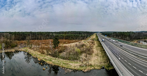 autostrada A1 z lotu ptaka, okolice Żor na Śląsku w Polsce