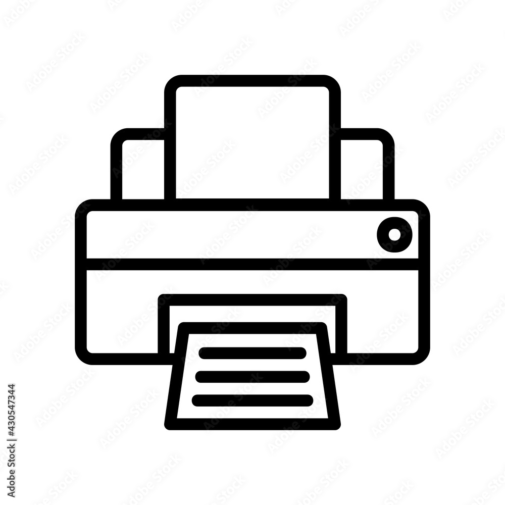 Printer icon vector illustration in line style about multimedia for any projects Printer icon vector illustration in line style about multimedia for any projects