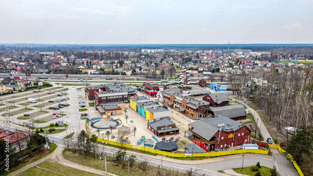 park rozrywki z lotu ptaka w Żorach na Śląsku