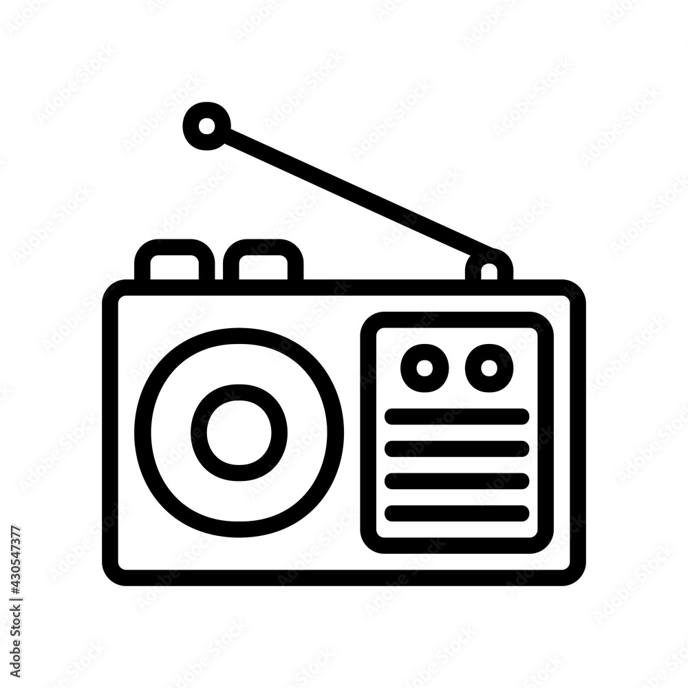 Radio icon vector illustration in line style about multimedia for any projects Radio icon vector illustration in line style about multimedia for any projects