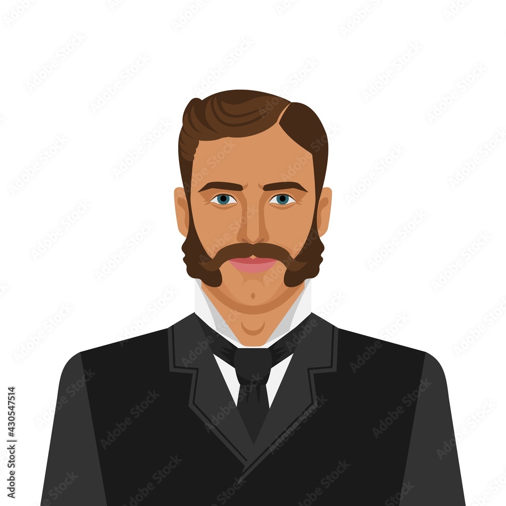 Man with mustache and sideburns in retro suit Man with mustache and sideburns in retro suit