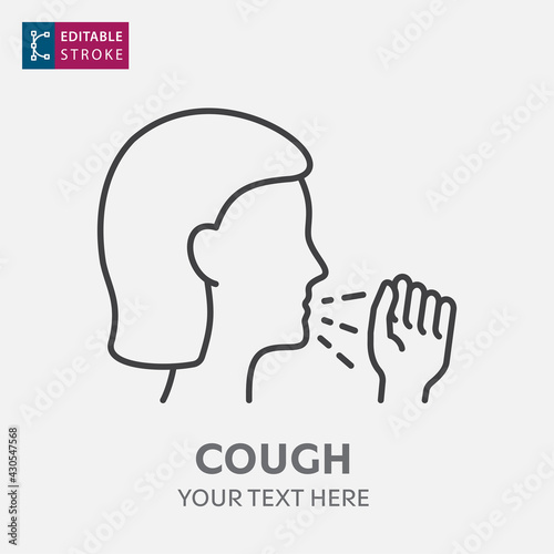 Woman coughs icon in simple design. Editable stroke.