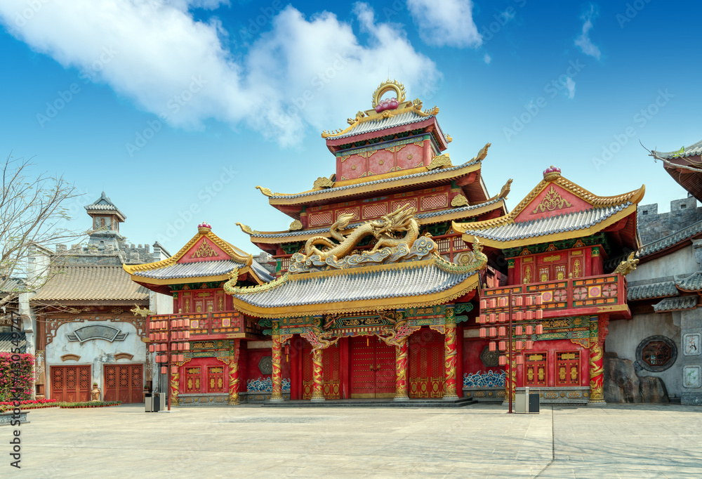 Chinese-style ancient architecture, Hainan, China. Chinese-style ancient architecture, Hainan, China.