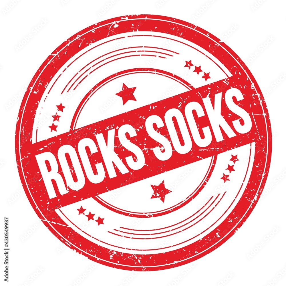 ROCKS SOCKS text on red round grungy stamp. ROCKS SOCKS text on red round grungy stamp.