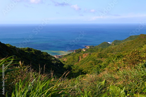 Yin and Yang Sea, a unique blue and yellow colored sea at shuinandong in Taipei Taiwan photo