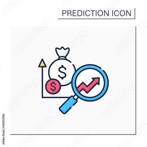 Marketing predictive analytics color icon. Grow profitable customers. Detailed research. Promote cross-sell opportunities. Business predicting concept.Isolated vector illustration