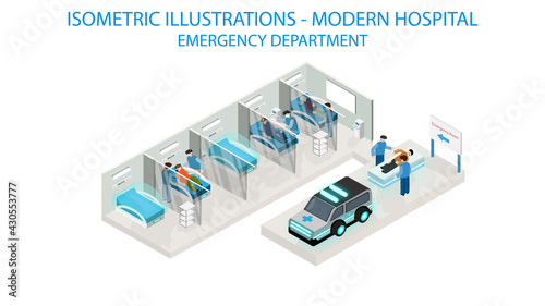 Emergency department. The future of health care and medical hospital concept.  Robot technology and ai.