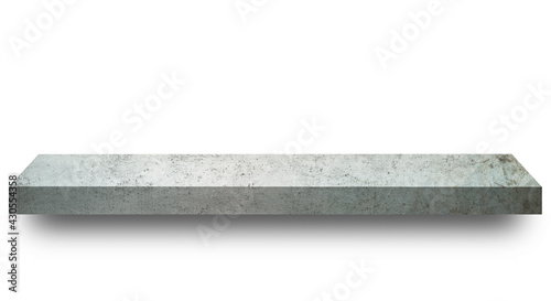 Grey stone empty shelf on white background